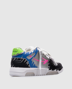 Off-White Сріблясті шкіряні кросівки Out Of Office OMIA189G24LEA002