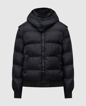 Balmain Черная куртка в узор PB Labyrinthe со съемными рукавами FH1TP161XB11