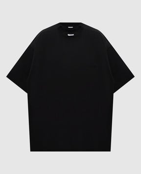 Vetements Черная футболка двойной конструкции с логотипом UA66TR635B