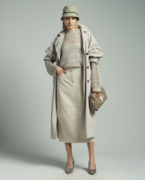 Brunello Cucinelli Сірий ажурний светр з льону і шовку MRA581100