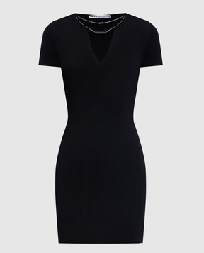 Alexander Wang Чорна сукня міні в рубчик з ланцюжком 1KC3256063