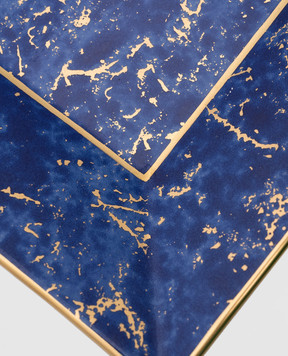 Stefano Ricci Синє порцелянове блюдо з позолотою OVQ001STONE2