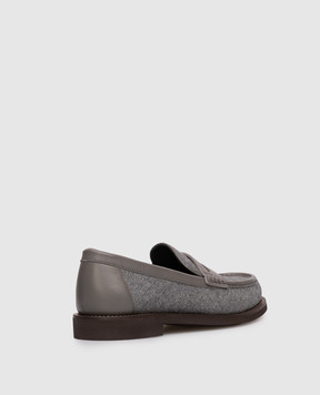 Brunello Cucinelli Серые лоферы из шерсти с цепочкой мониль MZ26G3012