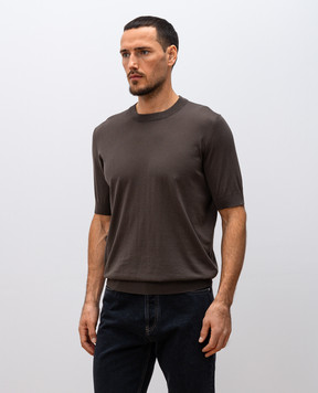 Brunello Cucinelli Коричневая футболка с шелком MSE804800