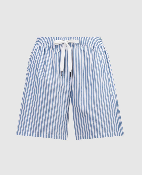 White shorts in a stripe with silk