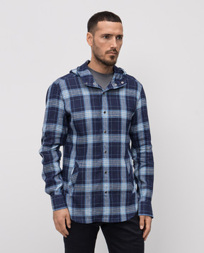 Kiton Синяя рубашка с льном в клетку UMCMARH0926