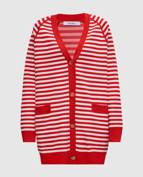 Max Mara Красный кардиган TENORE в полоску TENORE
