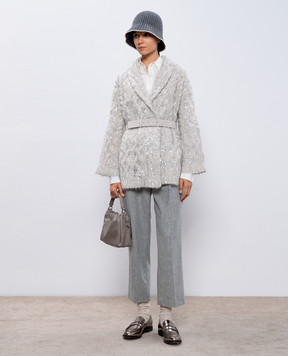 Brunello Cucinelli Серые брюки из шерсти и кашемира с патчем MD588P8757