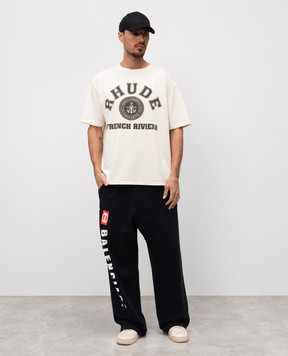 Rhude Бежевая футболка с принтом French riviera RHPS25TT08012