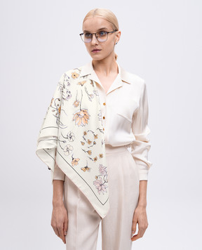 Loro Piana Белый платок из шелка L`Arte в цветочный принт. FAP2609
