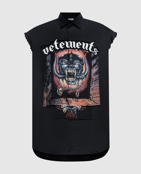 Vetements Черная рубашка без рукавов Motorhead с принтом логотипа UE64SH250B
