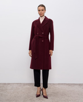 Max Mara Бордове двобортне пальто CANNETI з вовни та кашеміру CANNETI