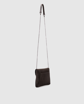 Brunello Cucinelli Коричневый замшевый клатч Duo с логотипом MWDLD2722P