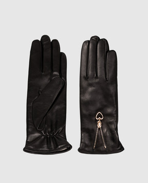 Sermoneta Gloves Чорні шкіряні рукавички з блискавкою BS103