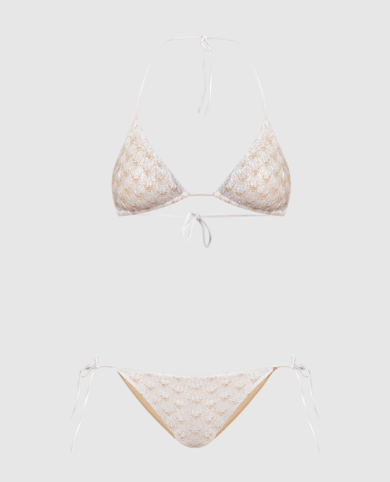 White swimsuit with lurex