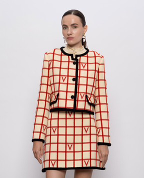 Valentino Бежевий жакет з вовною в клітинку 7B3CE4K09JN