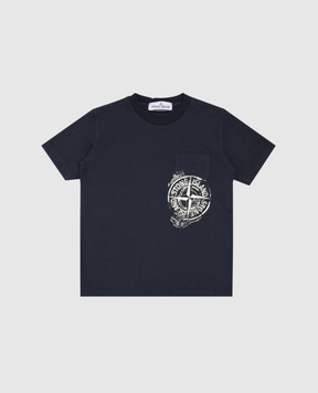 Stone Island Детская синяя футболка с принтом логотип эмблемы K1S162100012S012968