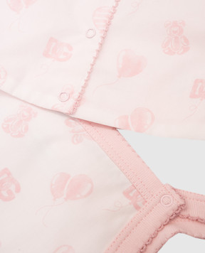 Dolce&Gabbana Детский розовый набор из комбинезона и рубашки L2JO3MG7O1C