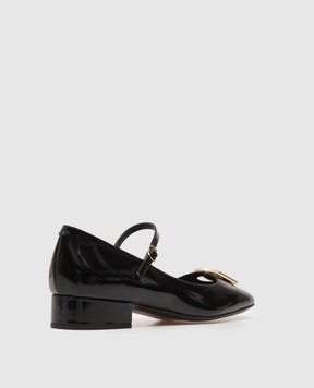 Dolce&Gabbana Чорні глянцеві шкіряні туфлі з металевим логотипом DG CD1814A1037