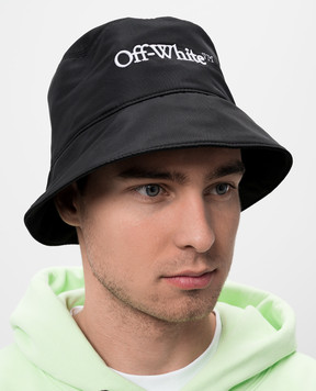 Off-White Чорна панама з логотипом OMLA034C99FAB006