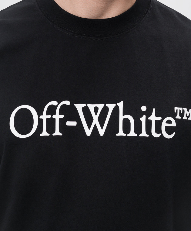 Off-White Черная футболка с логотипом OMAA120C99JER008 изображение 5