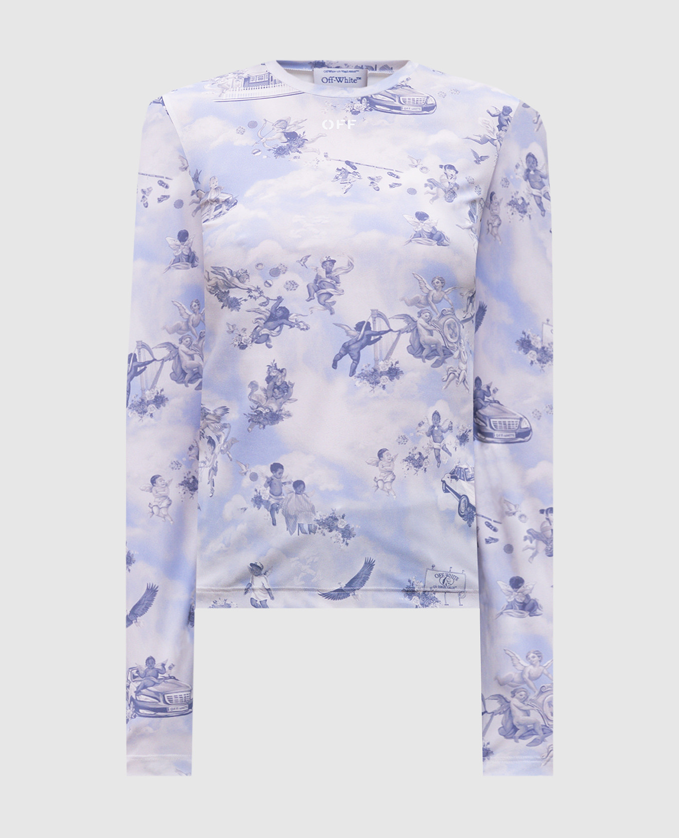 

Голубой лонгслив в принт в стиле фрески, Лонгсливы