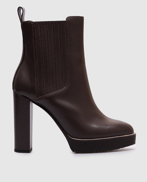 Brunello Cucinelli Коричневі шкіряні ботильйони MZDSPG366