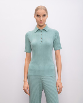 Allude Зелене поло з кашеміру в рубчик 25211143
