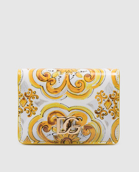 Dolce&Gabbana Белый кожаный глянцевый портмоне Continental в принт Майолика BI1211AQ240