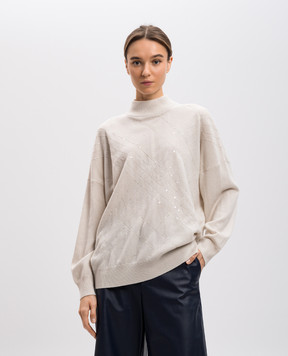 Brunello Cucinelli Бежевый свитер из кашемира M12173604