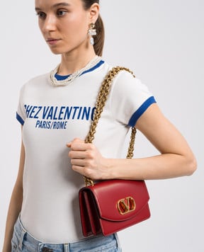 Valentino Червона шкіряна сумка VLogo 6W2B0R17GCB