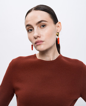 House of Fou Сережки Waka Coral з позолотою з намистинами LAKESMALLTWIG