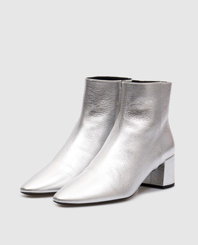Saint Laurent Серебристые кожаные ботильоны 528204