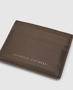 Brunello Cucinelli Коричневий шкіряний картхолдер з логотипом MWEID2713
