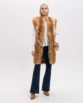 Florence Mode Коричневый жилет из меха лисы 18N181Vst
