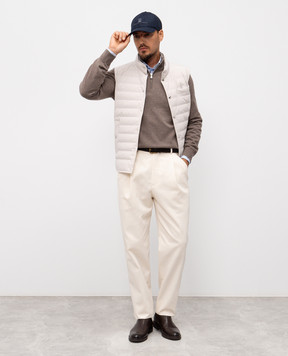 Brunello Cucinelli Коричневий джемпер з кашеміру з блискавкою M2200124