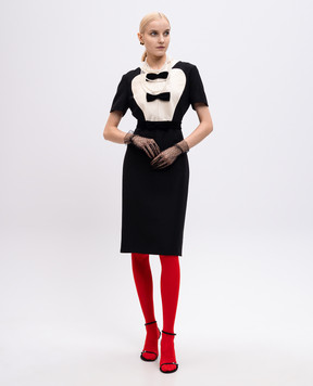 Valentino Чорна сукня з вовни та шовку з бантами 6B0VADH11CF