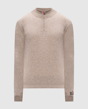 Kiton Бежевый свитер из кашемира с вышивкой логотипа UMK0435