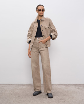 Brunello Cucinelli Серый лонгслив с цепочкой мониль M0TC8BJ300
