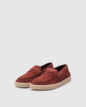 Canali Бордовые замшевые лоферы RB00929561204