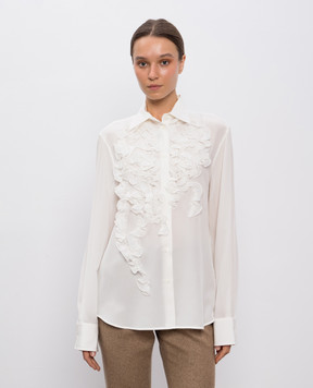 Ermanno Scervino Белая блуза из шелка с рюшами D472K307VKX