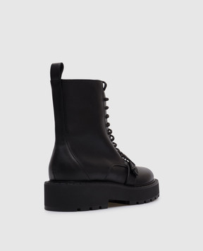Valentino Черные кожаные ботинки с логотипом Vlogo Signature 5W0S0KT9EQC