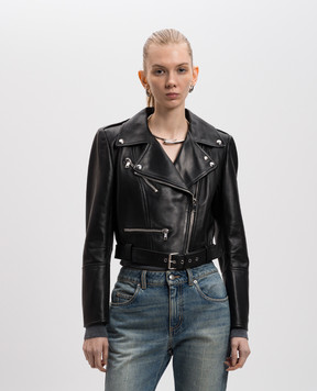 Alexander McQueen Черная укороченная кожаная косуха 668451Q5AJF
