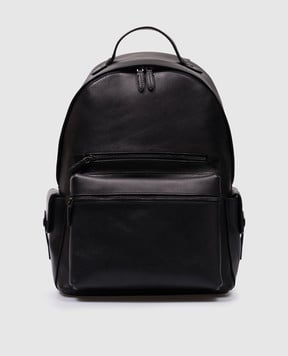 GIUDI Черный кожаный рюкзак с тиснением логотипа. 12420GVE