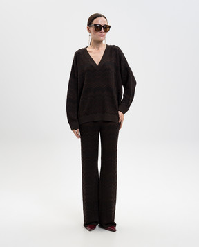 Missoni Коричневі штани кльош з вовною у візерунок DS25WI0JBK01CP