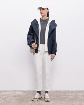 Brunello Cucinelli Сіра меланжева футболка з ланцюжком моніль M0T81VE210