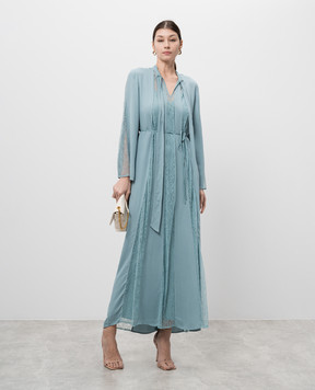 Twinset Блакитна сукня максі з мереживом 251TP2411