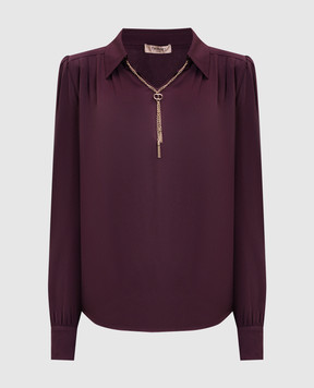 Twinset Бордова блуза з ланцюжком 252TP2291