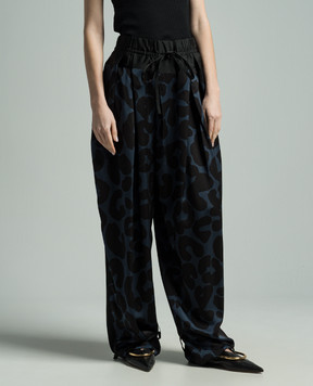 Jil Sander Синие брюки в анималистичный принт J01KA0139JTN347
