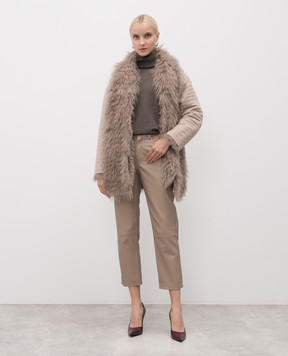 Simonetta Ravizza Бежевая двухсторонняя шуба Danbury R с шерстью F05JA385MG3
